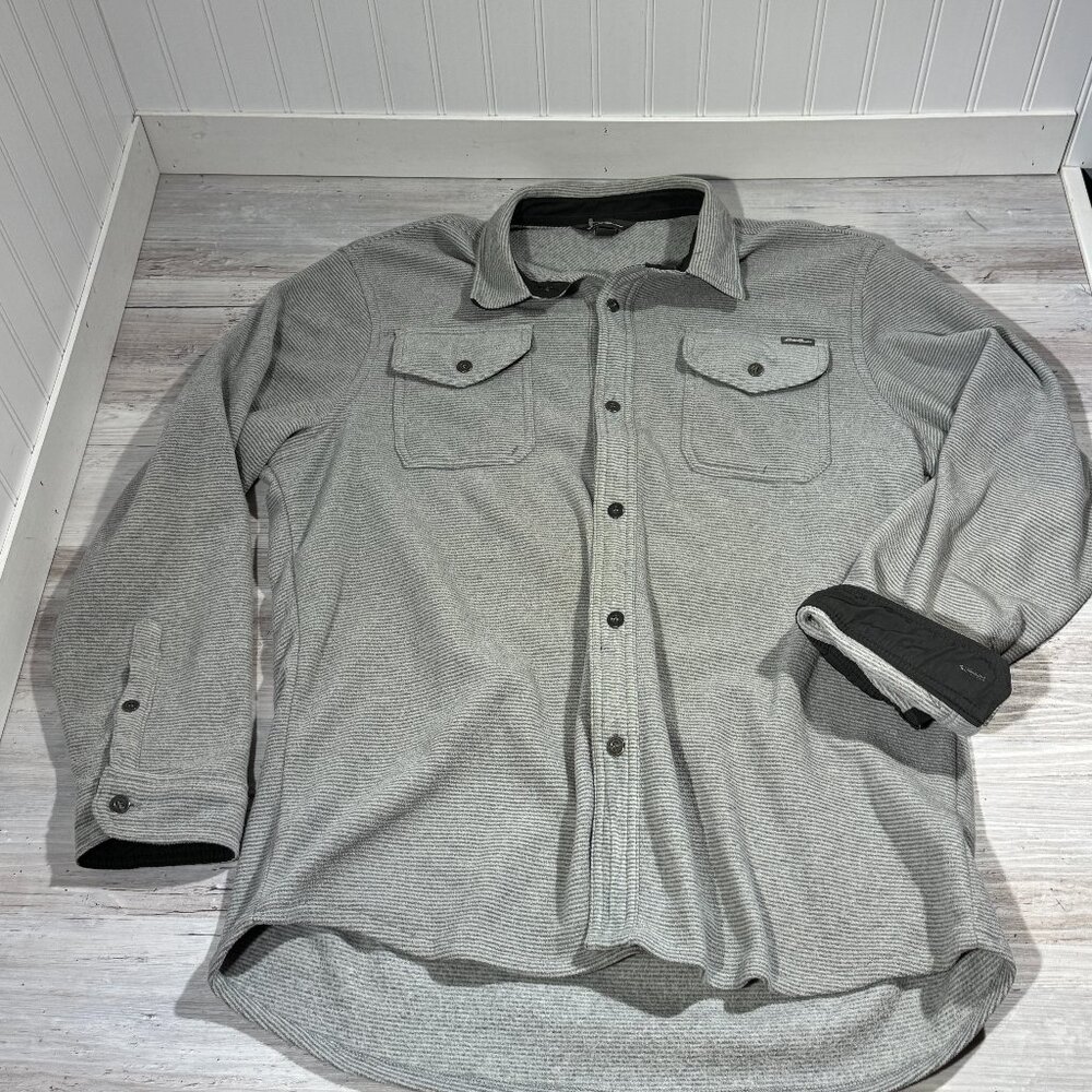 Eddie Bauer Men's Sz‎ XL Metal Button Up Shirt Soft Fleece Long Sleeve Flip Cuff